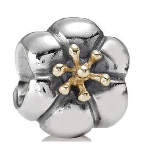 PANDORA Retired Sterling Silver 925 Flower with 14K Gold Tip Accents 790184